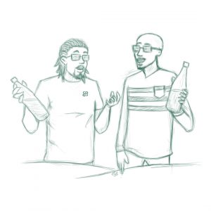 Mèhèza et Giovanni en train de boire